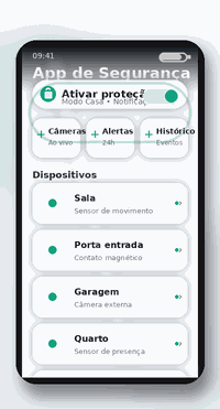 Demonstração do app no celular